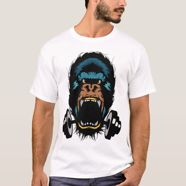 Camiseta gorille haltere musculation logo club bodybuilding (Anverso)