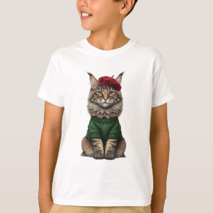 Camiseta Gorra Acogedora Gato Maine Coon Niños