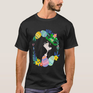 Camiseta Gorra conejo de huevos de pascua de gato de Tuxedo
