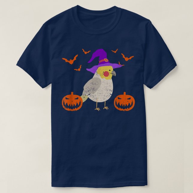 Camiseta Gorra de aves de Cockatiel  de halloween (Diseño del anverso)