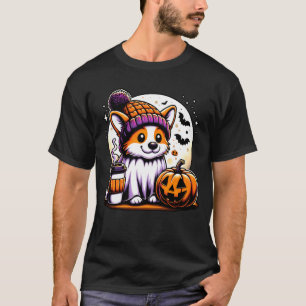 Camiseta Gorra de Bebidas de Calabaza Corgi Fantasma Lindo 