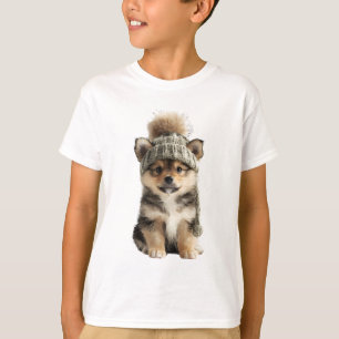 Camiseta Gorra de borla cachorro Shiba niños
