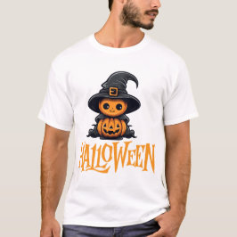 Camiseta Gorra de Bruja Calabaza Chibi Lindo Gráfico de Hal