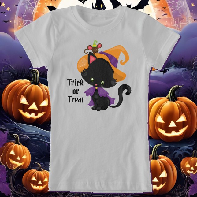 Camiseta Gorra de bruja de gato negro personaliza Chica de  (Subido por el creador)