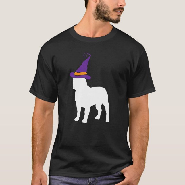 Camiseta Gorra de brujas de Bulldog francés Lazy Halloween (Anverso)