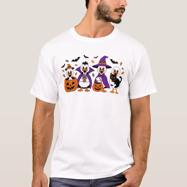 Camiseta Gorra De Brujas De Pato De Halloween, Calabaza, Ca (Anverso)