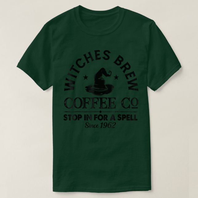 Camiseta Gorra de brujas divertida presenta café Halloween (Diseño del anverso)