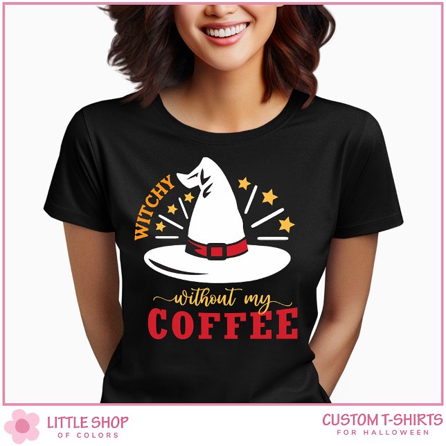 Camiseta Gorra de brujas lindo sin café Halloween (Subido por el creador)