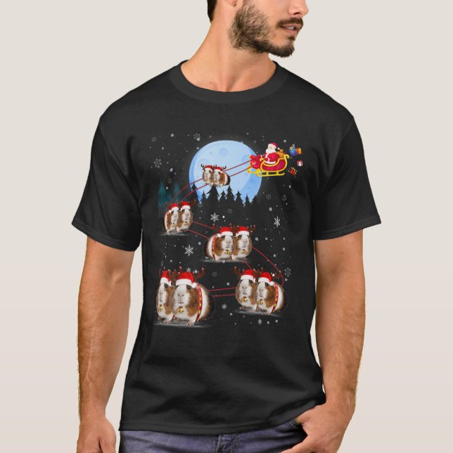 Camiseta Gorra de Cerdo de Guinea Reindeer Sleigh Santa (Anverso)