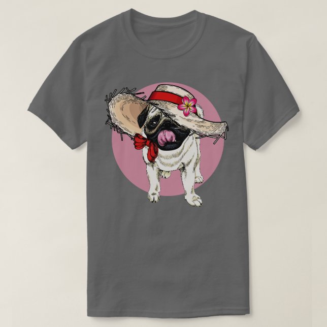 Camiseta Gorra de flores Pug de perro (Diseño del anverso)
