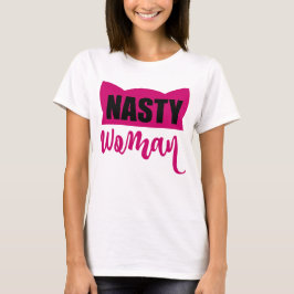 Camiseta Gorra de gato rosa rosado de una mujer desagradabl