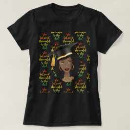 Camiseta Gorra de graduación de mujer negra, creía que podí