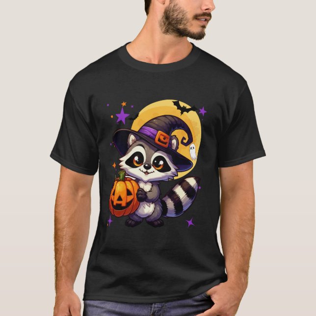Camiseta Gorra de la bruja con el mapache (Anverso)