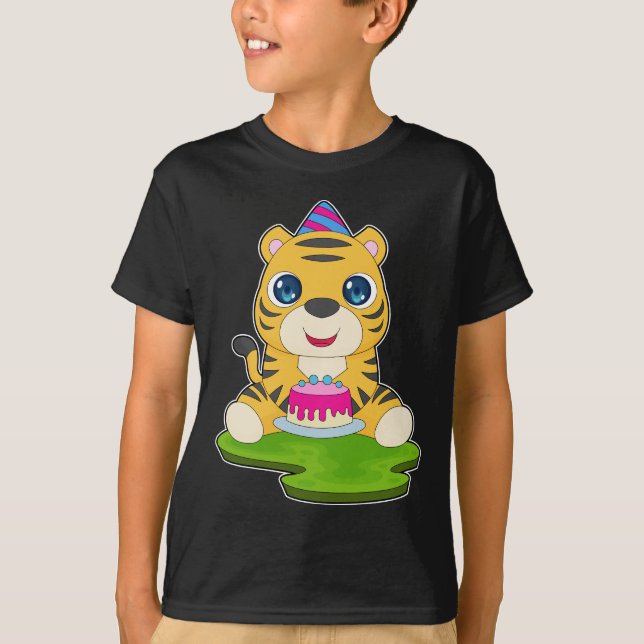 Camiseta Gorra de la fiesta de cumpleaños del tigre (Anverso)