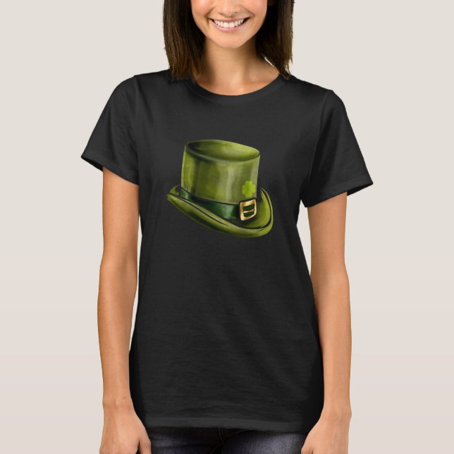 Camiseta Gorra De Leprechauns Verde Cilindro Shamrock En Sa (Anverso)