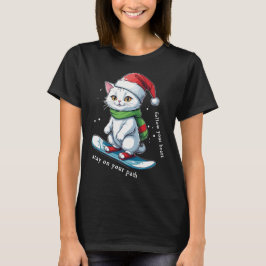 Camiseta Gorra de Navidades de gato Snowboard