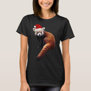 Camiseta Gorra de Navidades de la Panda Roja Santa Cute par