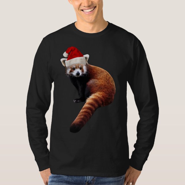 Camiseta Gorra de Navidades de la Panda Roja Santa Cute par (Anverso)