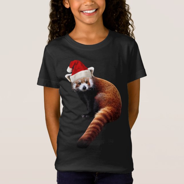 Camiseta Gorra de Navidades de la Panda Roja Santa Cute par (Anverso)