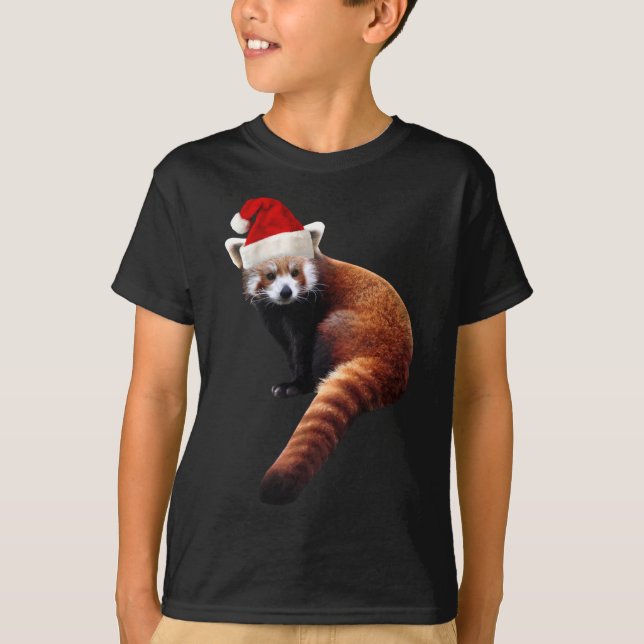 Camiseta Gorra de Navidades de la Panda Roja Santa Cute par (Anverso)