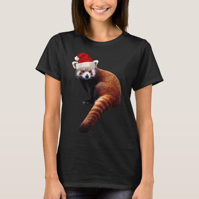 Camiseta Gorra de Navidades de la Panda Roja Santa Cute par (Anverso)