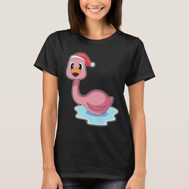 Camiseta Gorra de Navidades de Navidades de Flamingo (Anverso)