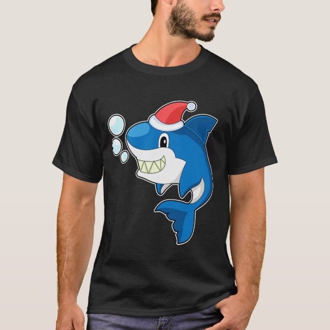 Camiseta Gorra de Navidades de Navidades de tiburón (Anverso)