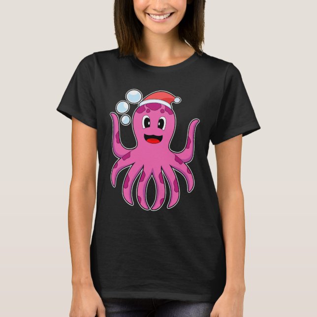 Camiseta Gorra de Navidades de Navidades Octopus (Anverso)