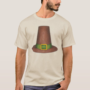 Camiseta Gorra de peregrino puritano marrón feliz día de gr