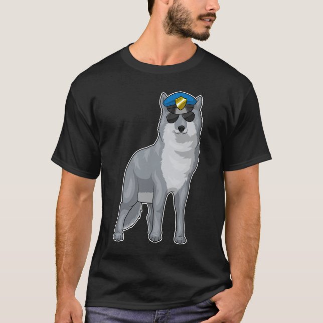 Camiseta Gorra de Policía de Policía de Policía de Wolf (Anverso)
