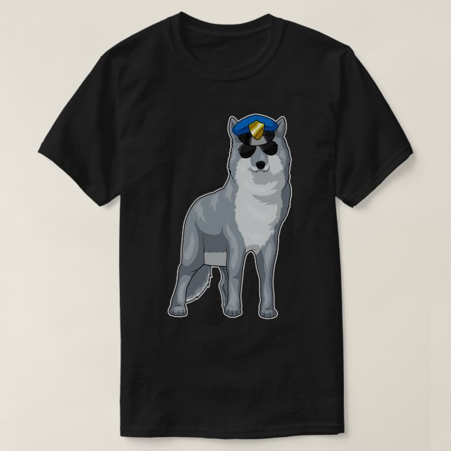 Camiseta Gorra de Policía de Policía de Policía de Wolf (Diseño del anverso)