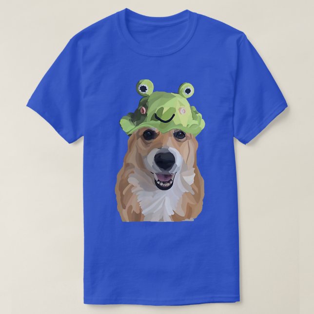 Camiseta Gorra de rana de corgi cute (Diseño del anverso)