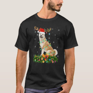 Camiseta Gorra de renos de Navidad Santa Akita Inu Perro Ch