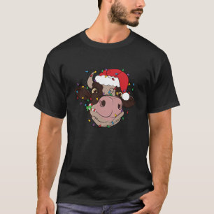 Camiseta Gorra de renos de vaca Santa Navidades ilumina una