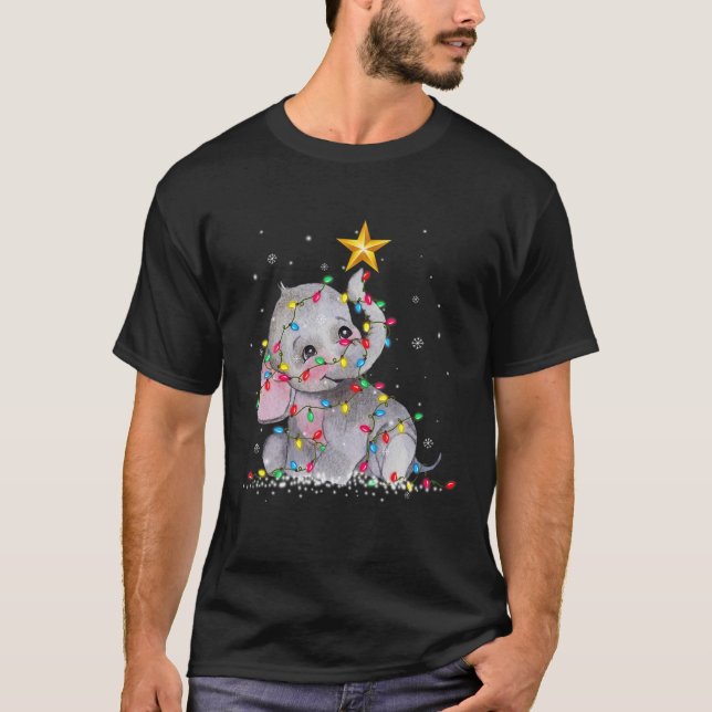 Camiseta Gorra de renos elefante Santa Navidades alumbra cu (Anverso)