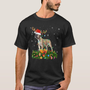 Camiseta Gorra de renos navideños Santa Bulldog francés Chr