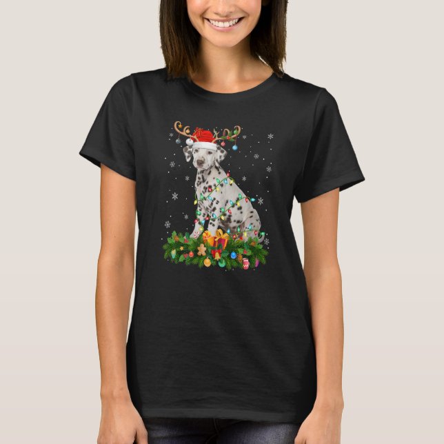 Camiseta Gorra de renos navideños Santa Dalmatian Dog Chris (Anverso)