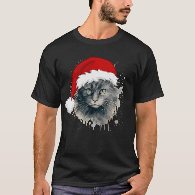 Camiseta Gorra De Santa Cat En Navidades (Anverso)
