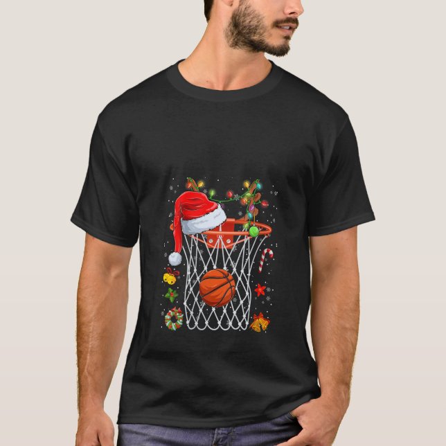 Camiseta Gorra de Santa Claus Reno Cesta de Baloncesto Dive (Anverso)