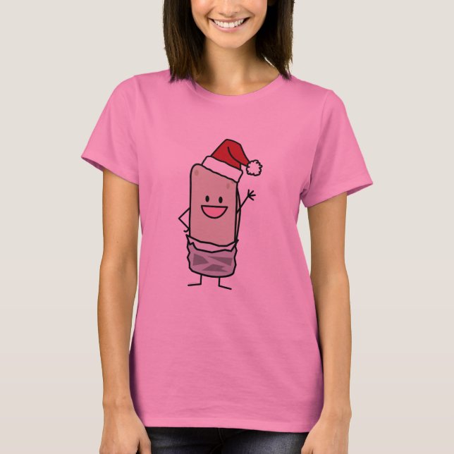 Camiseta Gorra de Santa del hola del Burrito del navidad (Anverso)
