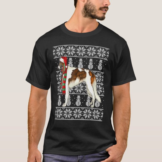 Camiseta Gorra de Santa Navidad Borzoi Feo de Navidad (Anverso)