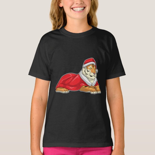 Camiseta Gorra de Santa Navidad de tigre (Anverso)