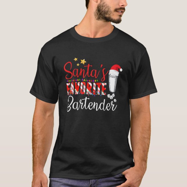 Camiseta Gorra de Santa Navidades de Bartender favorito de  (Anverso)