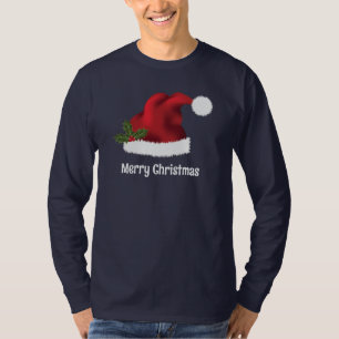 Camiseta Gorra de Santa Roja con Acebo de Navidad y Texto P