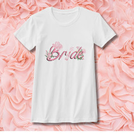 Camiseta Gorra De Vaquero Rosa Con Novia De Flores