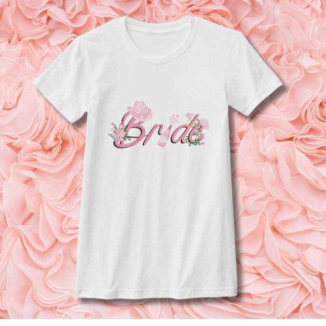 Camiseta Gorra De Vaquero Rosa Con Novia De Flores (Subido por el creador)