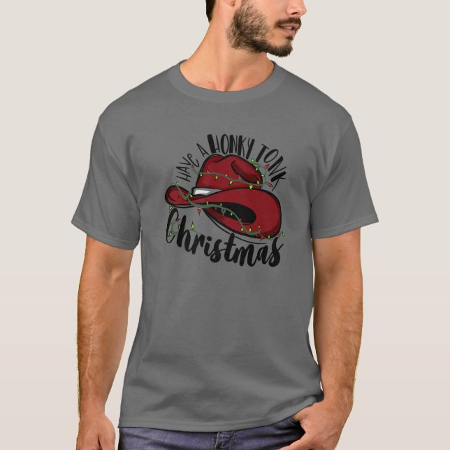 Camiseta Gorra De Vaquero Tiene Navidades Honky Tonk De Vac (Anverso)