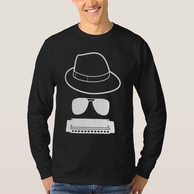 Camiseta Gorra Del Jugador Harmonica Y Gafas De Sol (Anverso)