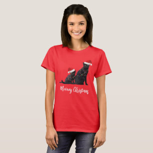 Camiseta Gorra divertido de Santa de los gatos negros del