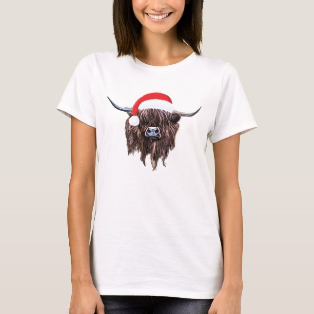 Camiseta Gorra escocés de Santa del navidad de la vaca de (Anverso)